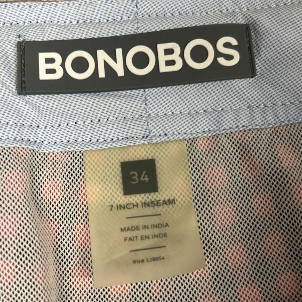 Bonobos Swim Trunks Mens 34 Gingham Check 7 Inch Inseam Board Shorts Navy Pink - Picture 2 of 6